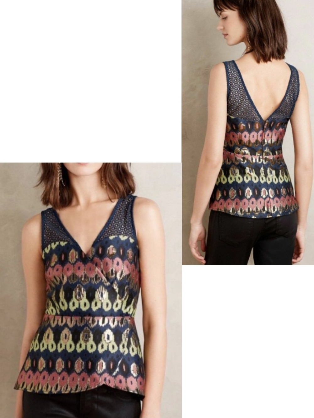 HD in Paris Yana Jacquard Top Peplum Metallic Thread